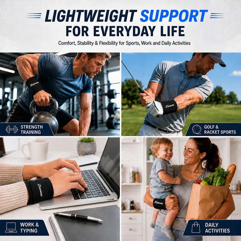 Unisex 2-Pack Adjustable Neoprene Sports Wristbands with Dual Straps for Breathable Joint Support, Weightlifting, Compression, Pain Relief, and Carpal Tunnel Relief