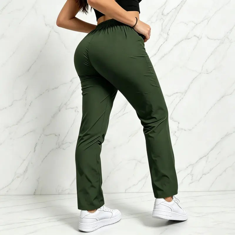 Women's Solid-Color Athletic Pants - Set of 3 with Drawstring Waist and Zippered Pockets for Outdoor Activities and Daily Wear