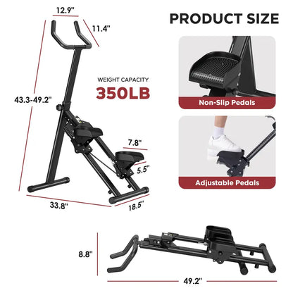 Soges Adjustable Folding Stair Stepper - 6 Levels of Height for Home Gym, Vertical Climbing Exercise Machine for Full-Body Workouts, Space-Saving Portable Fitness Equipment in Black