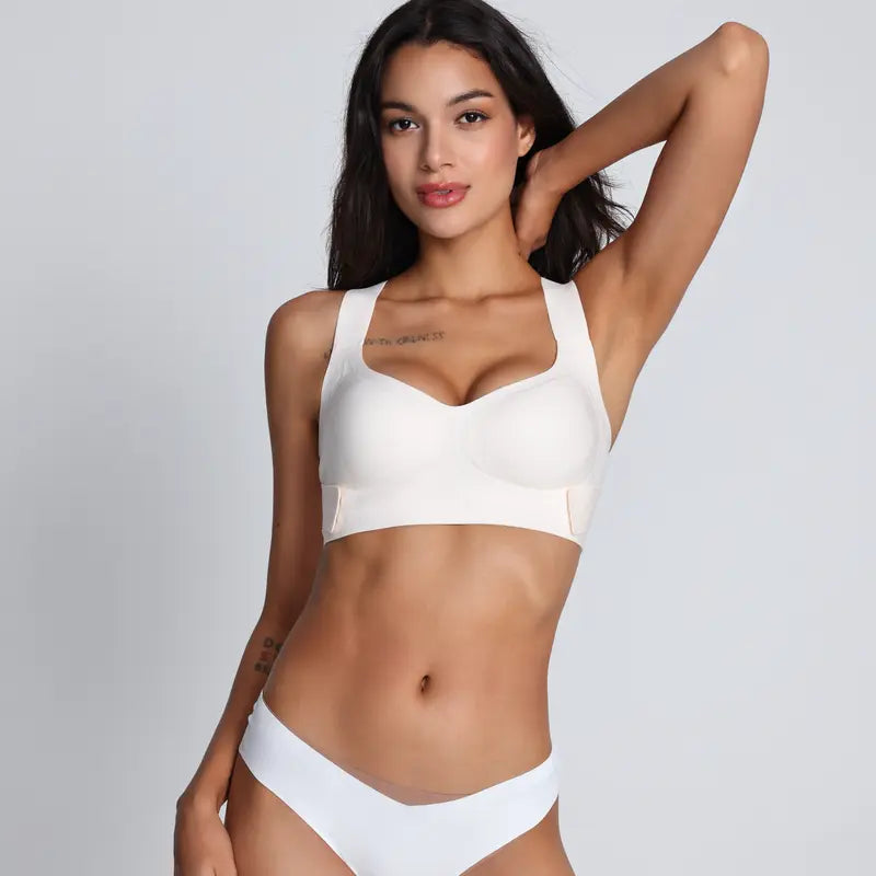 Ibrastar Women's Wireless Cross Back Posture Support Bra with Molded Cups for Enhanced Comfort and Shaping - Perfect for Yoga, Workouts, and Everyday Use