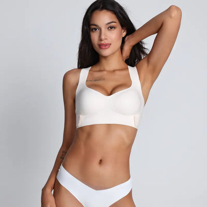 Ibrastar Women's Wireless Cross Back Posture Support Bra with Molded Cups for Enhanced Comfort and Shaping - Perfect for Yoga, Workouts, and Everyday Use