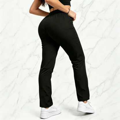 Women's Solid-Color Athletic Pants - Set of 3 with Drawstring Waist and Zippered Pockets for Outdoor Activities and Daily Wear