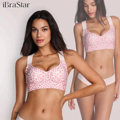 Ibrastar Women's Wireless Cross Back Posture Support Bra with Molded Cups for Enhanced Comfort and Shaping - Perfect for Yoga, Workouts, and Everyday Use
