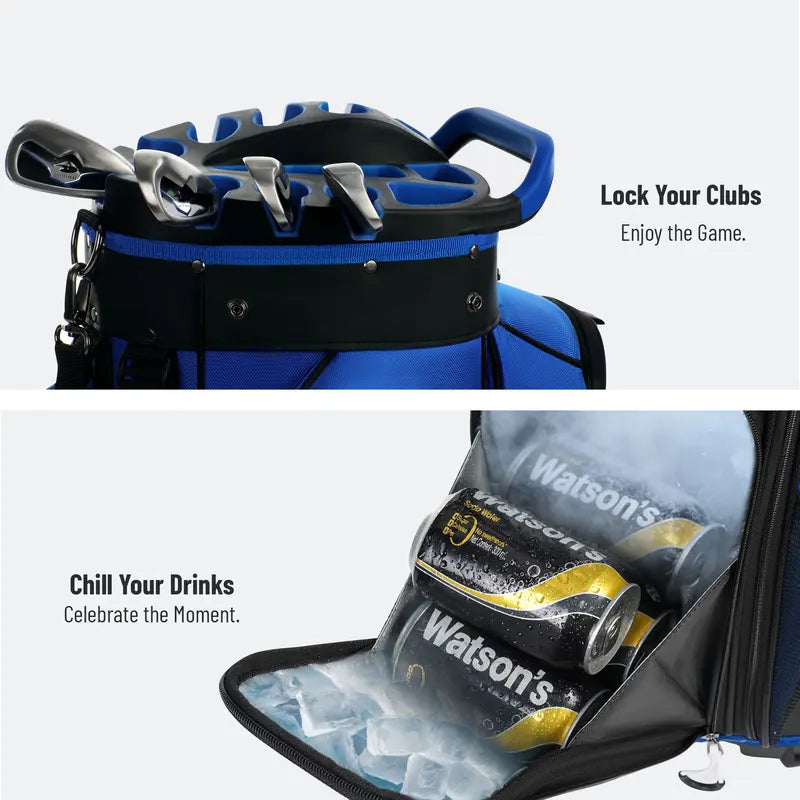 UNIHIMAL Hive Vault Premium 14-Way Golf Cart Bag for Adults with Full-Length Dividers, Magnetic Pocket, Multi-Compartment Design, Rain Cover, and Accessories - Perfect Gift for Father's Day