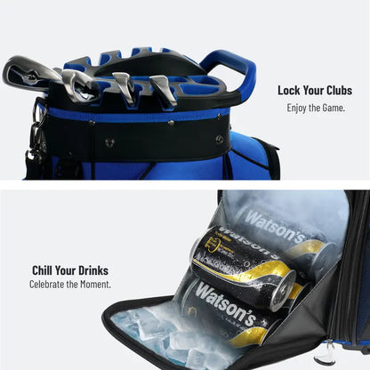 UNIHIMAL Hive Vault Premium 14-Way Golf Cart Bag for Adults with Full-Length Dividers, Magnetic Pocket, Multi-Compartment Design, Rain Cover, and Accessories - Perfect Gift for Father's Day