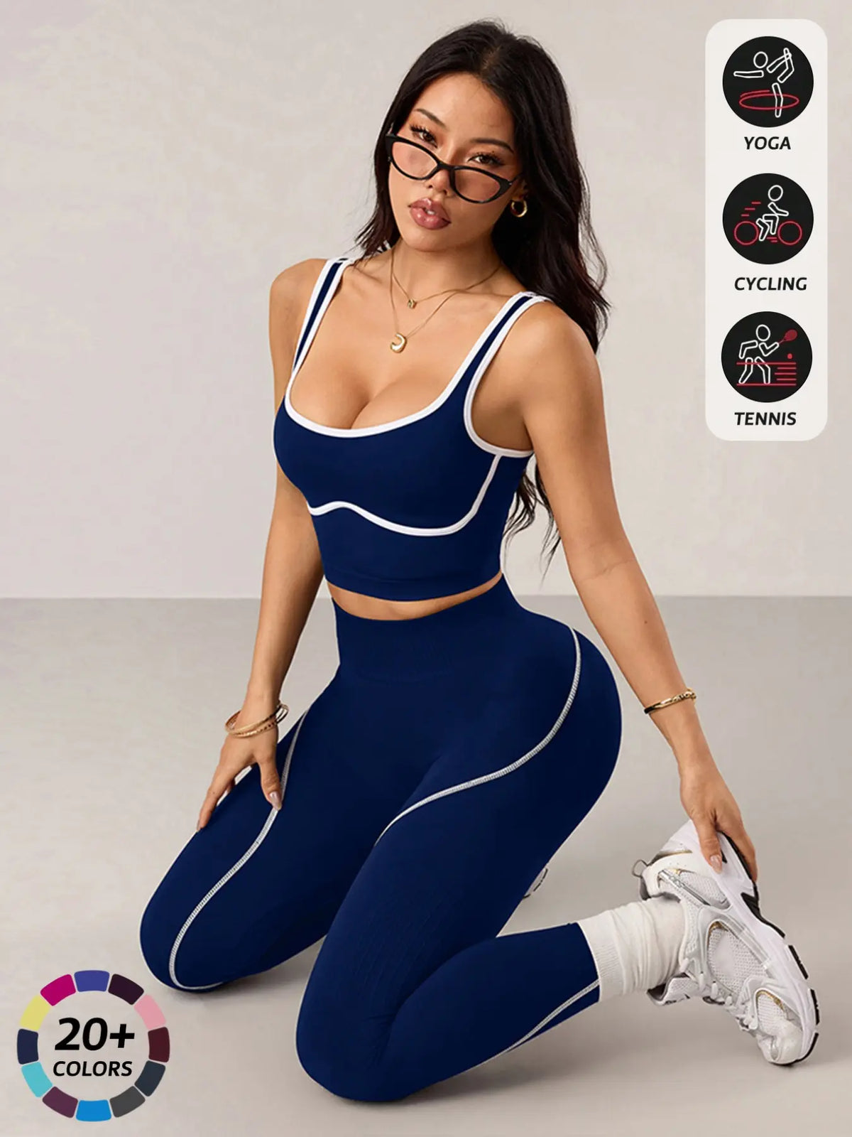 Women's 2-Piece Activewear Set: Sports Vest and High-Waisted Tights for Fitness, Yoga, and Everyday Exercise