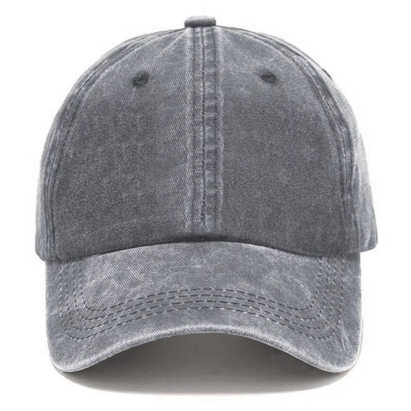 Vintage Washed Cotton Denim Lightweight Baseball Cap with Adjustable Snapback, Breathable Retro Design for Everyday Streetwear, Unisex Casual Headwear