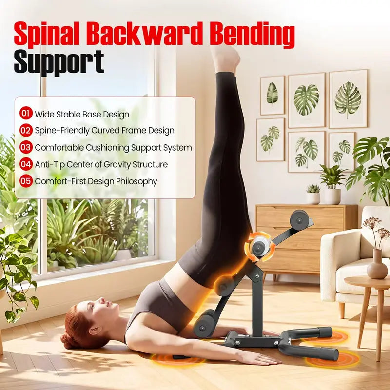 RELIFE Compact Inversion Table - Sturdy Steel Frame Home Fitness Equipment, Space-Efficient Back Extension Machine with Foam Rollers, Supports Up to 330 lbs