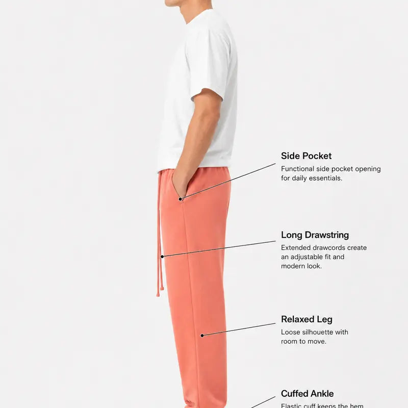 Men's Lightweight Tapered Cotton Jogger Pants - Versatile Loose-Fit Activewear with Slant Pockets for Sports and Casual Wear