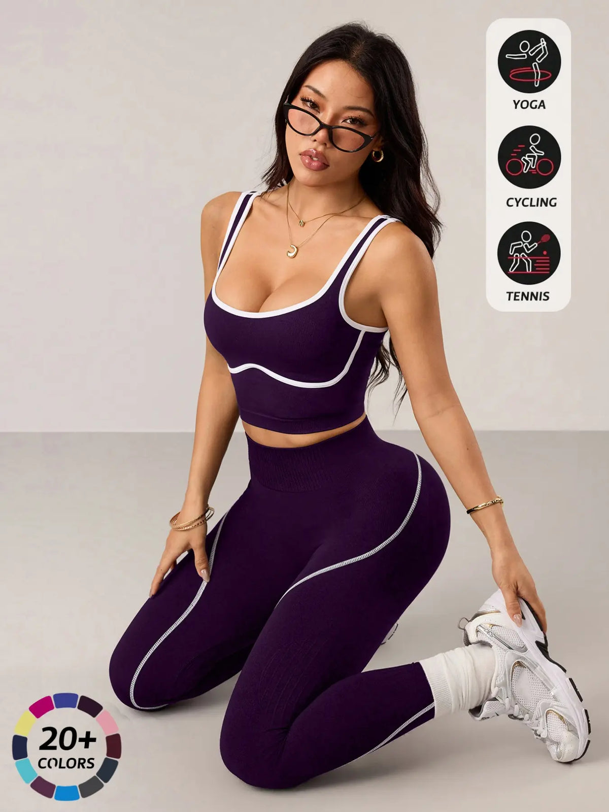 Women's 2-Piece Activewear Set: Sports Vest and High-Waisted Tights for Fitness, Yoga, and Everyday Exercise