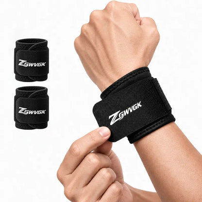 Unisex 2-Pack Adjustable Neoprene Sports Wristbands with Dual Straps for Breathable Joint Support, Weightlifting, Compression, Pain Relief, and Carpal Tunnel Relief