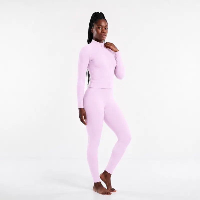 Elevate Your Workout: Women's Seamless Ribbed Athletic Collection with Full-Zip Jacket, Stylish One-Shoulder Bra, and High-Waisted Scrunch Butt Leggings for Ultimate Comfort and Performance