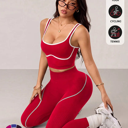Women's 2-Piece Activewear Set: Sports Vest and High-Waisted Tights for Fitness, Yoga, and Everyday Exercise
