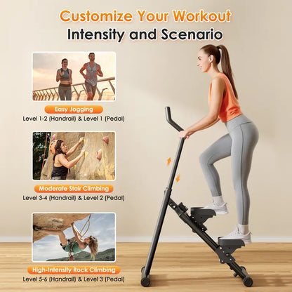 Soges Adjustable Folding Stair Stepper - 6 Levels of Height for Home Gym, Vertical Climbing Exercise Machine for Full-Body Workouts, Space-Saving Portable Fitness Equipment in Black