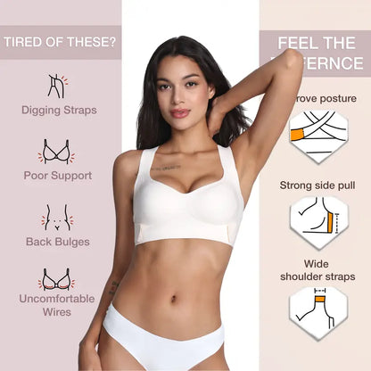 Ibrastar Women's Wireless Cross Back Posture Support Bra with Molded Cups for Enhanced Comfort and Shaping - Perfect for Yoga, Workouts, and Everyday Use