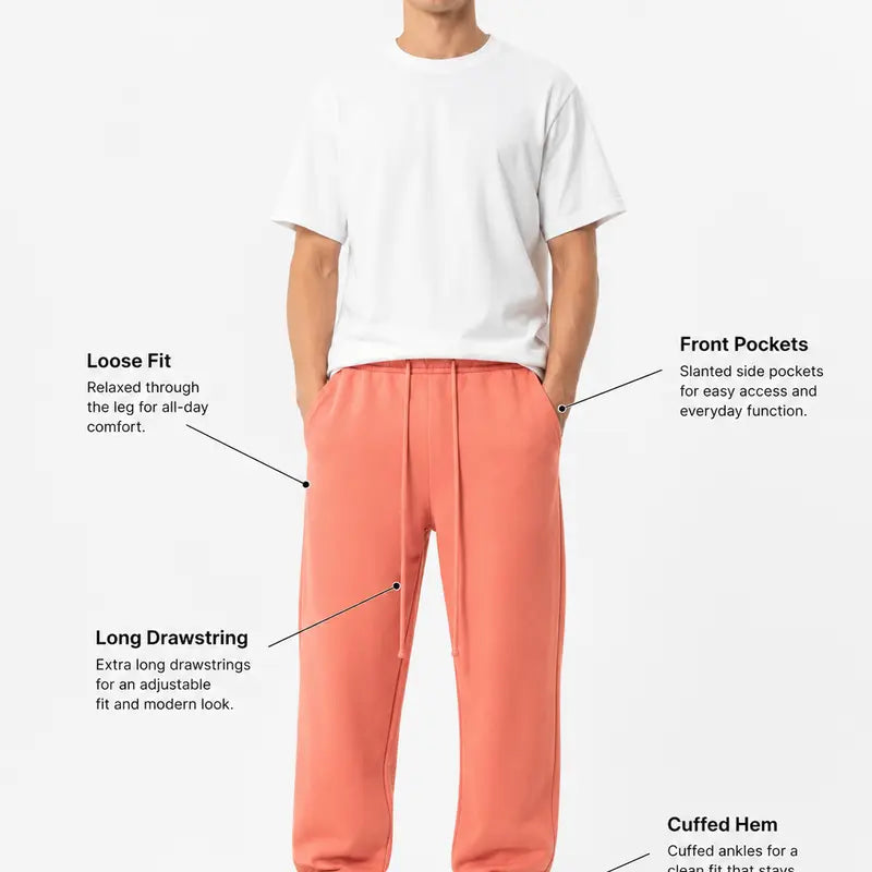 Men's Lightweight Tapered Cotton Jogger Pants - Versatile Loose-Fit Activewear with Slant Pockets for Sports and Casual Wear