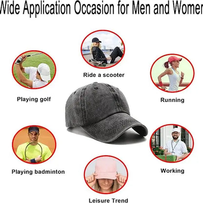 Vintage Washed Cotton Denim Lightweight Baseball Cap with Adjustable Snapback, Breathable Retro Design for Everyday Streetwear, Unisex Casual Headwear