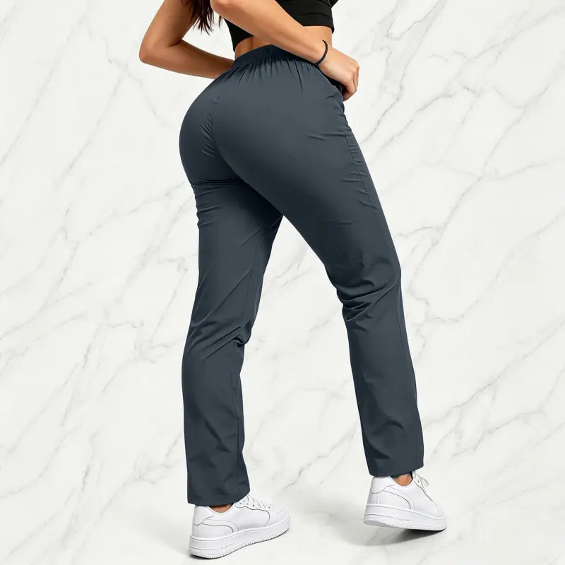 Women's Solid-Color Athletic Pants - Set of 3 with Drawstring Waist and Zippered Pockets for Outdoor Activities and Daily Wear
