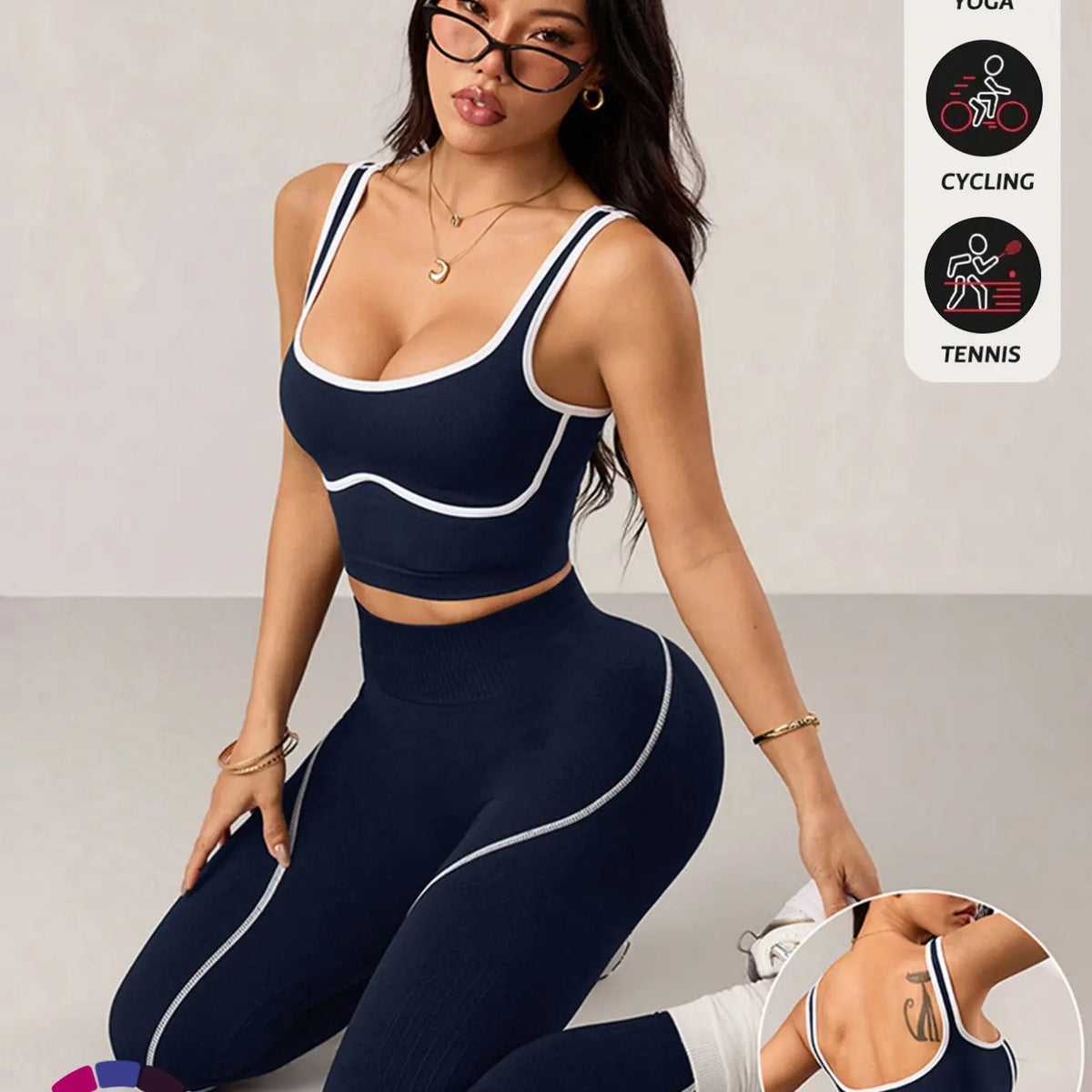 Women's 2-Piece Activewear Set: Sports Vest and High-Waisted Tights for Fitness, Yoga, and Everyday Exercise