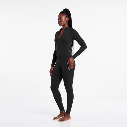 Elevate Your Workout: Women's Seamless Ribbed Athletic Collection with Full-Zip Jacket, Stylish One-Shoulder Bra, and High-Waisted Scrunch Butt Leggings for Ultimate Comfort and Performance