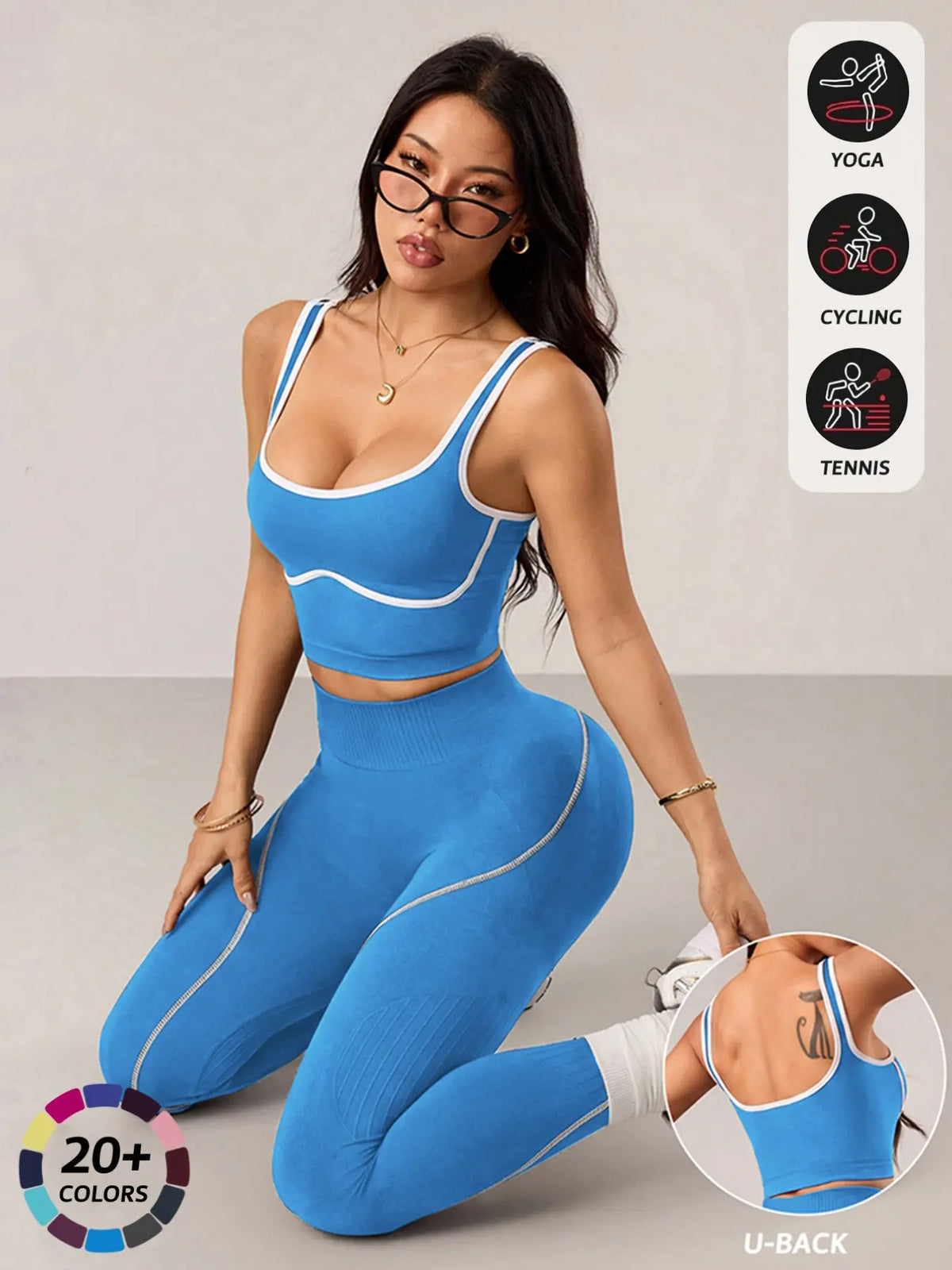 Women's 2-Piece Activewear Set: Sports Vest and High-Waisted Tights for Fitness, Yoga, and Everyday Exercise