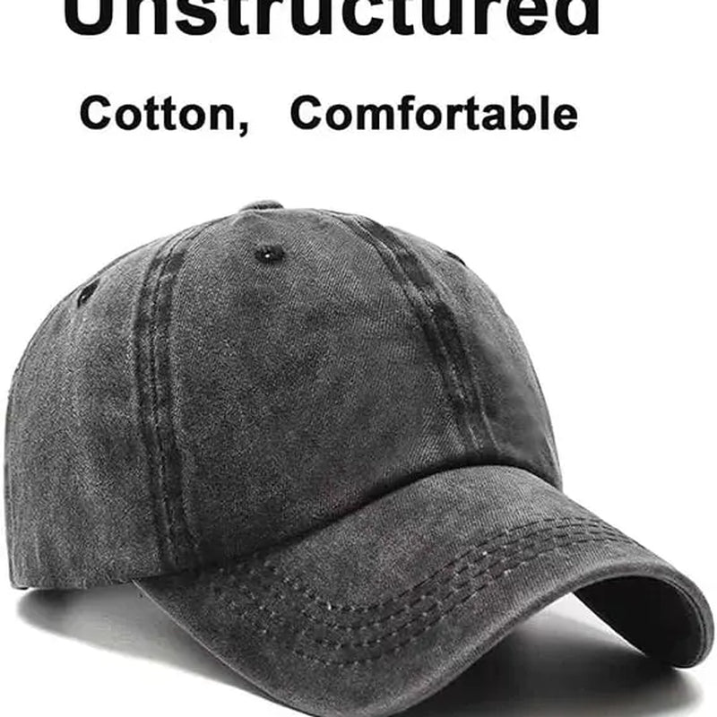 Vintage Washed Cotton Denim Lightweight Baseball Cap with Adjustable Snapback, Breathable Retro Design for Everyday Streetwear, Unisex Casual Headwear