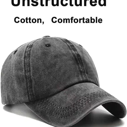 Vintage Washed Cotton Denim Lightweight Baseball Cap with Adjustable Snapback, Breathable Retro Design for Everyday Streetwear, Unisex Casual Headwear