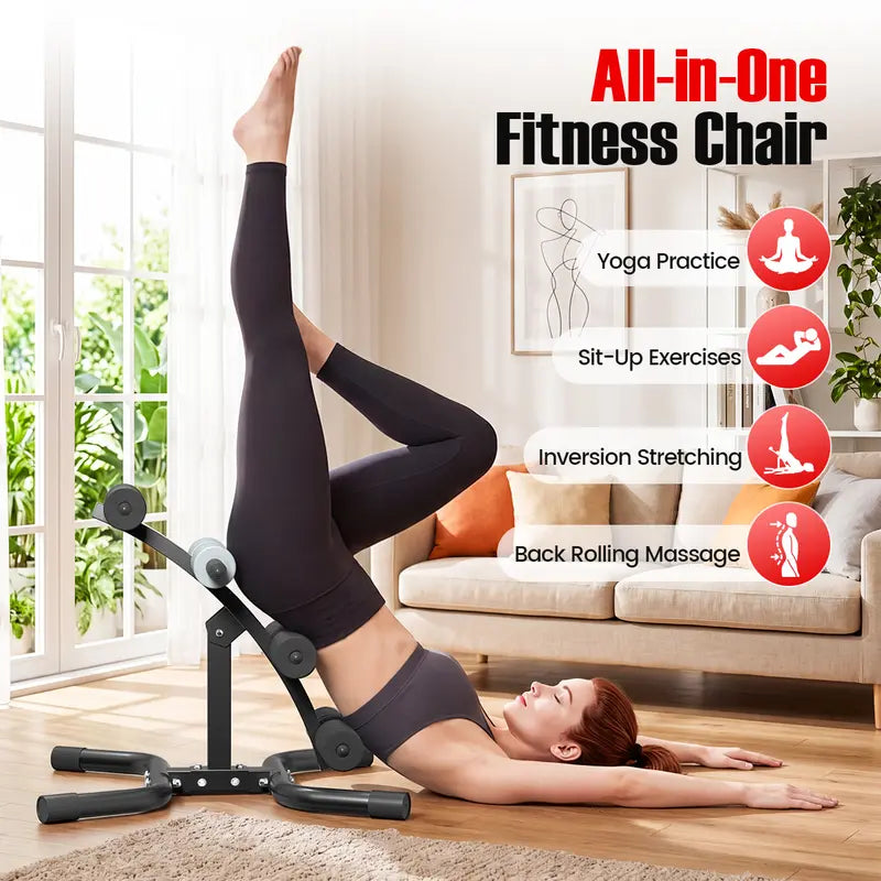 RELIFE Compact Inversion Table - Sturdy Steel Frame Home Fitness Equipment, Space-Efficient Back Extension Machine with Foam Rollers, Supports Up to 330 lbs