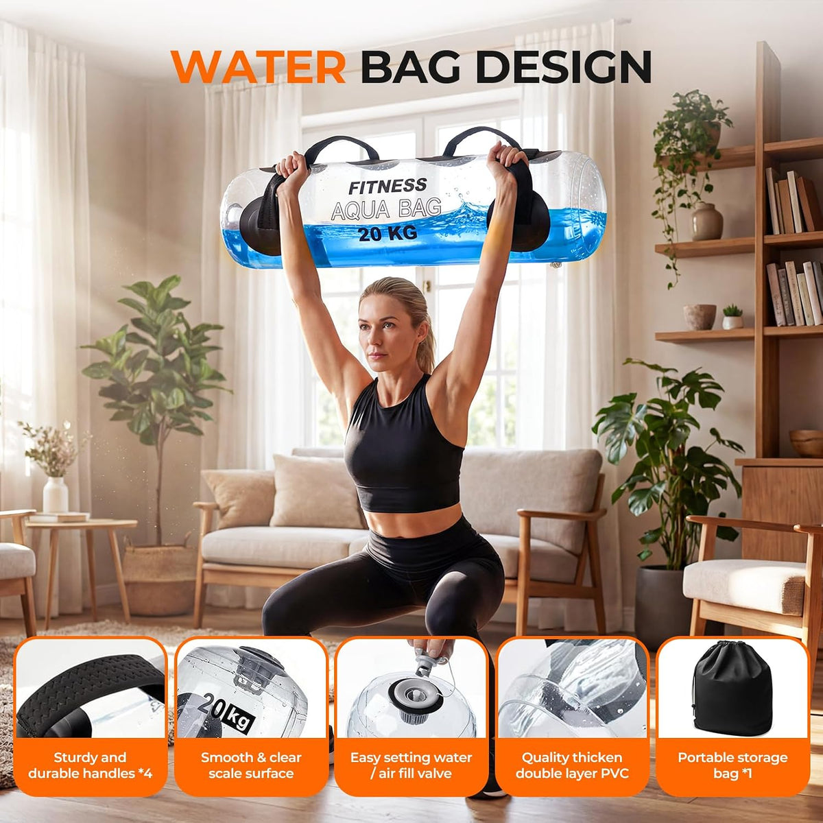 Transform Your Workouts with the Water Weights Aqua Bag - 44 lbs Adjustable Portable Water Weight for Ultimate Stability and Core Balance Training