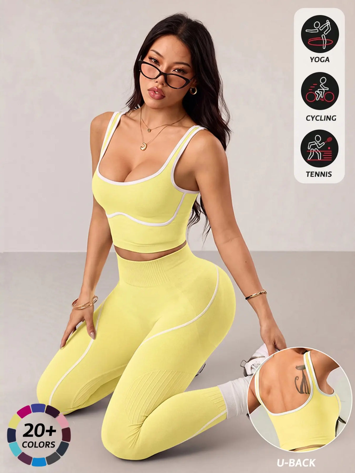 Women's 2-Piece Activewear Set: Sports Vest and High-Waisted Tights for Fitness, Yoga, and Everyday Exercise