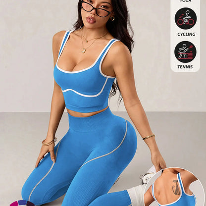 Women's 2-Piece Activewear Set: Sports Vest and High-Waisted Tights for Fitness, Yoga, and Everyday Exercise