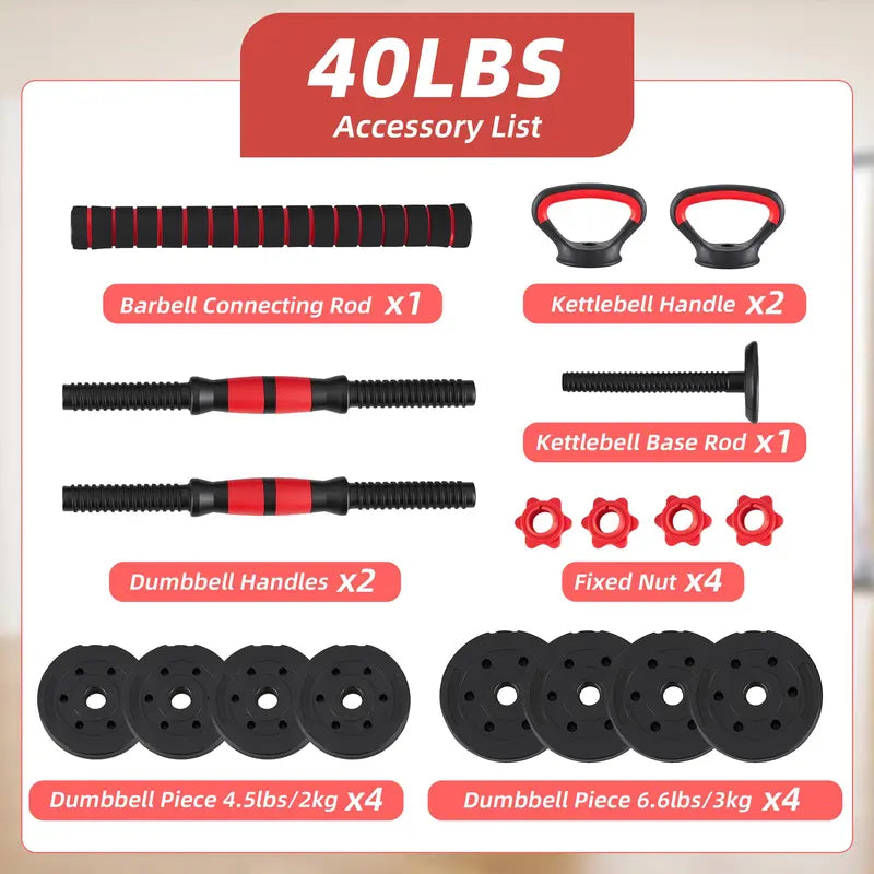 Adjustable 5-In-1 Dumbbell Set (20/40/60 Lbs) – Versatile Home Gym Equipment for Strength Training and Muscle Development