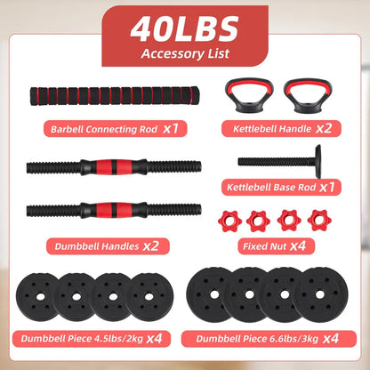 Adjustable 5-In-1 Dumbbell Set (20/40/60 Lbs) – Versatile Home Gym Equipment for Strength Training and Muscle Development
