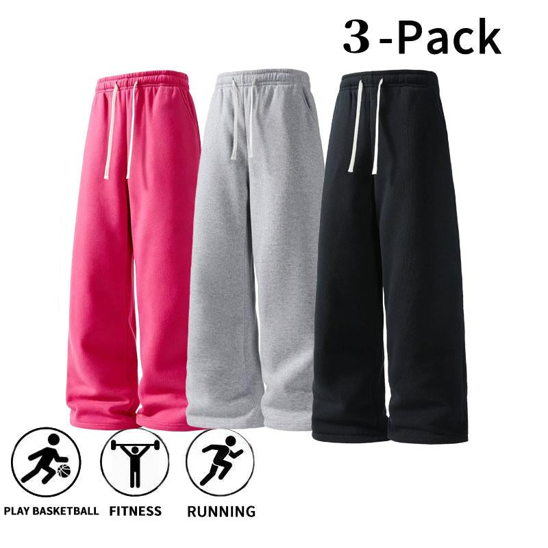 Men's Ultra-Soft Cotton Loose-Fit Athletic Sweatpants - 3-Pack (Optional 1-Pack) for Fall & Winter, Breathable Wide-Leg Casual Pants Perfect for Basketball and Running