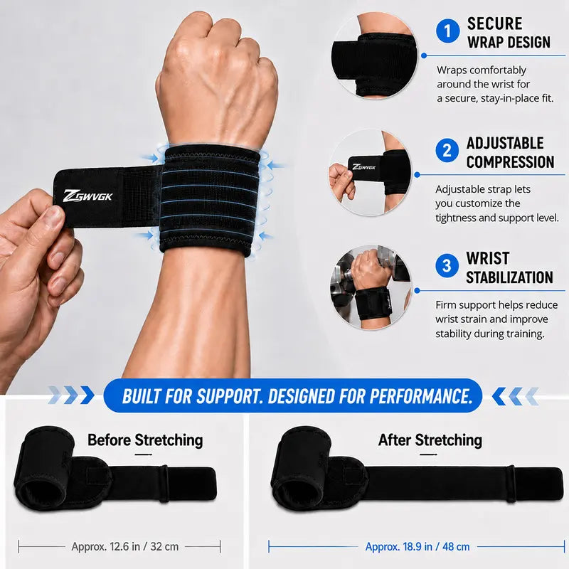 Unisex 2-Pack Adjustable Neoprene Sports Wristbands with Dual Straps for Breathable Joint Support, Weightlifting, Compression, Pain Relief, and Carpal Tunnel Relief
