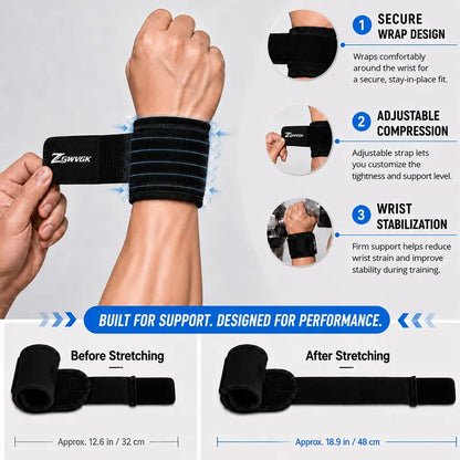 Unisex 2-Pack Adjustable Neoprene Sports Wristbands with Dual Straps for Breathable Joint Support, Weightlifting, Compression, Pain Relief, and Carpal Tunnel Relief