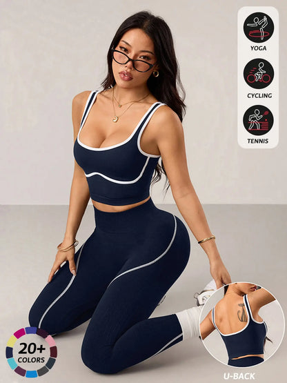 Women's 2-Piece Activewear Set: Sports Vest and High-Waisted Tights for Fitness, Yoga, and Everyday Exercise