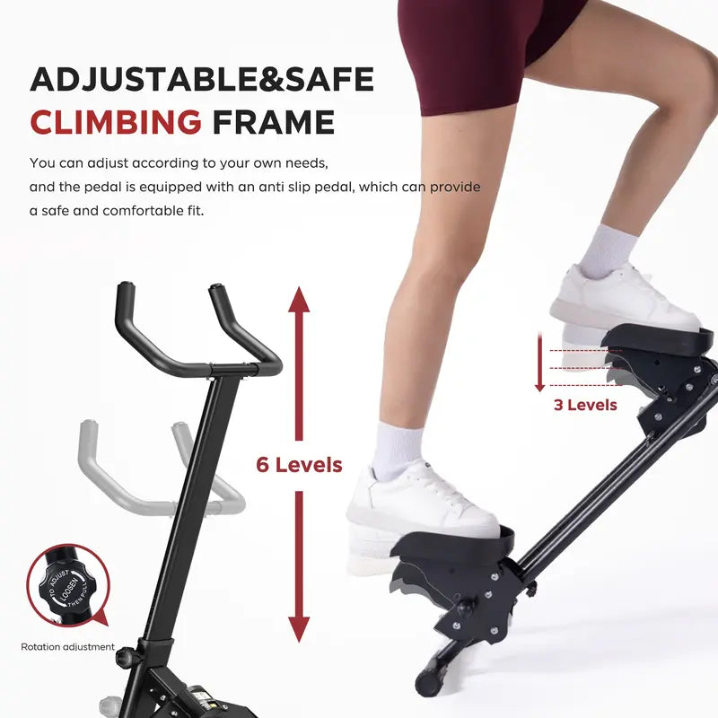 Soges Adjustable Folding Stair Stepper - 6 Levels of Height for Home Gym, Vertical Climbing Exercise Machine for Full-Body Workouts, Space-Saving Portable Fitness Equipment in Black