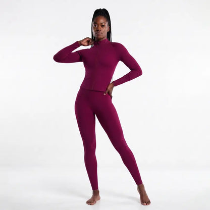Elevate Your Workout: Women's Seamless Ribbed Athletic Collection with Full-Zip Jacket, Stylish One-Shoulder Bra, and High-Waisted Scrunch Butt Leggings for Ultimate Comfort and Performance