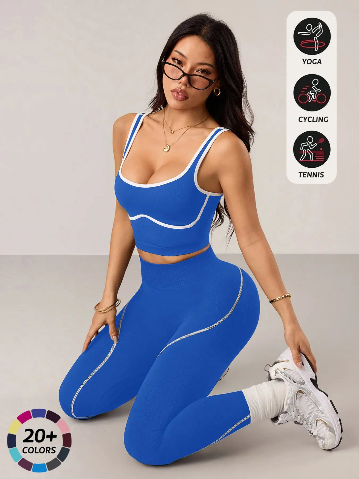 Women's 2-Piece Activewear Set: Sports Vest and High-Waisted Tights for Fitness, Yoga, and Everyday Exercise