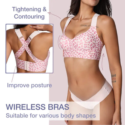Ibrastar Women's Wireless Cross Back Posture Support Bra with Molded Cups for Enhanced Comfort and Shaping - Perfect for Yoga, Workouts, and Everyday Use