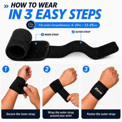 Unisex 2-Pack Adjustable Neoprene Sports Wristbands with Dual Straps for Breathable Joint Support, Weightlifting, Compression, Pain Relief, and Carpal Tunnel Relief