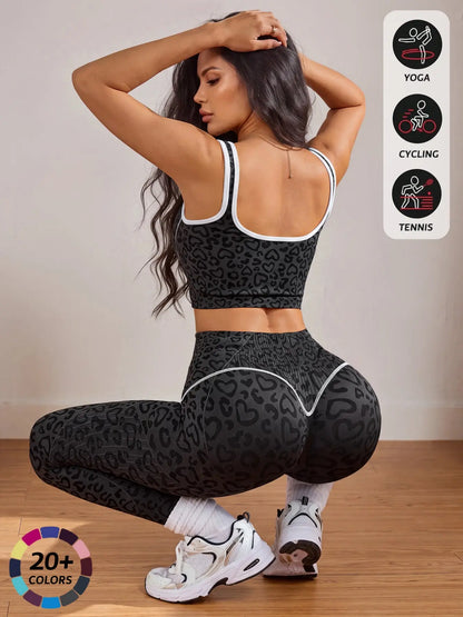 Women's 2-Piece Activewear Set: Sports Vest and High-Waisted Tights for Fitness, Yoga, and Everyday Exercise