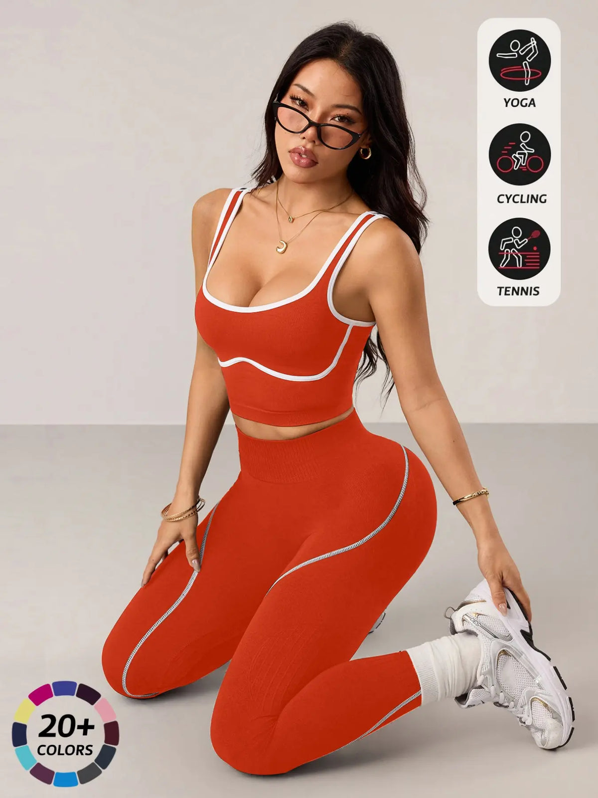 Women's 2-Piece Activewear Set: Sports Vest and High-Waisted Tights for Fitness, Yoga, and Everyday Exercise