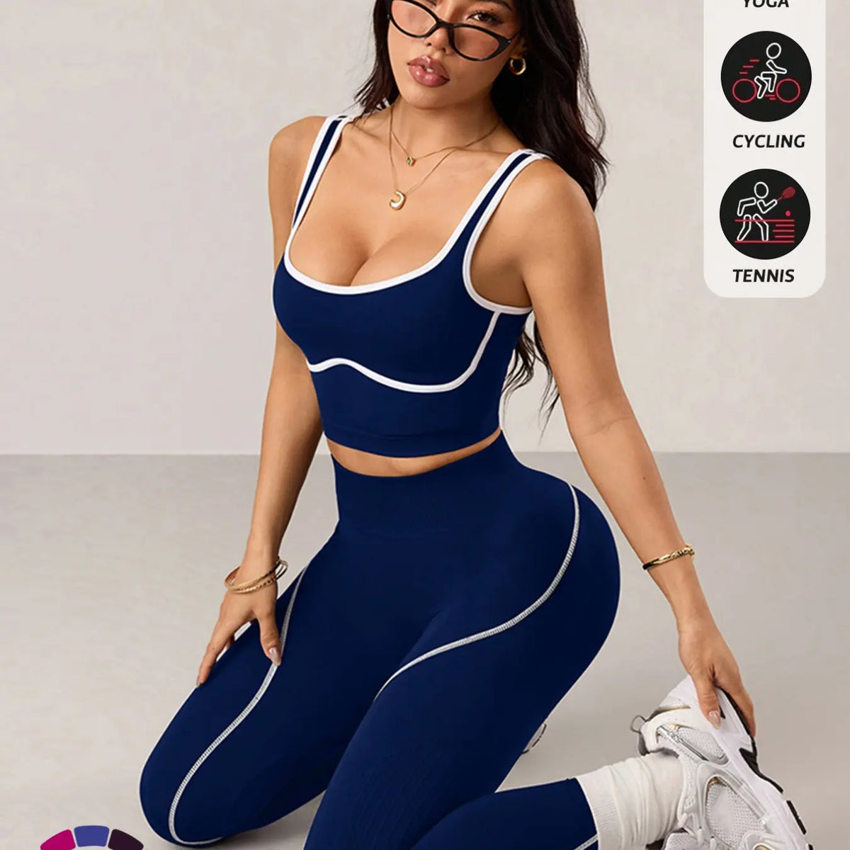 Women's 2-Piece Activewear Set: Sports Vest and High-Waisted Tights for Fitness, Yoga, and Everyday Exercise
