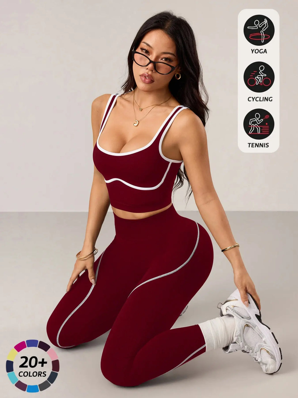 Women's 2-Piece Activewear Set: Sports Vest and High-Waisted Tights for Fitness, Yoga, and Everyday Exercise