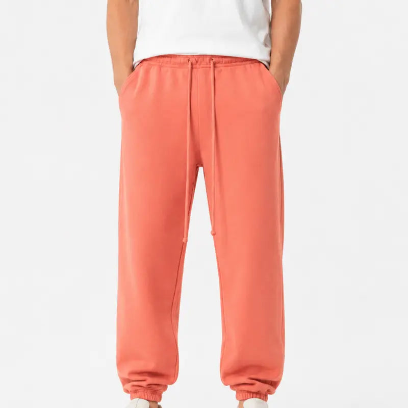 Men's Lightweight Tapered Cotton Jogger Pants - Versatile Loose-Fit Activewear with Slant Pockets for Sports and Casual Wear